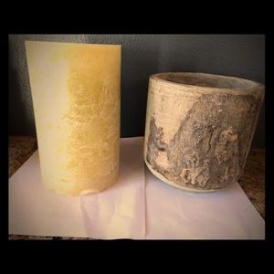 Wooden tree trunk candle holder and candle